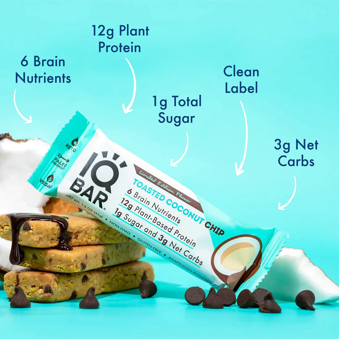 IQBAR - Toasted coconut chip Proteinbar(45g)