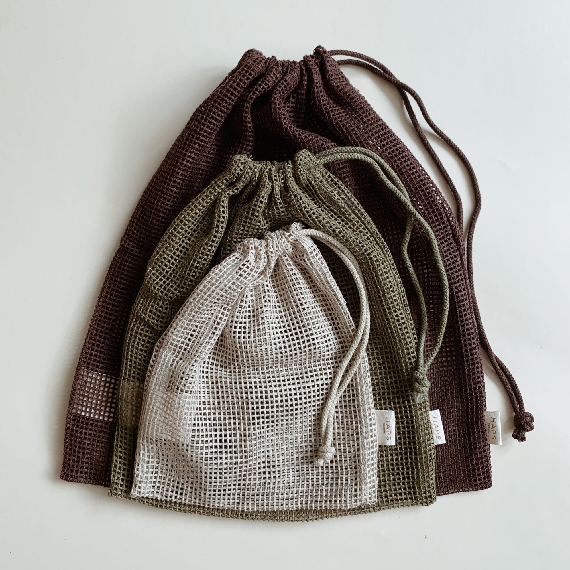 Nettingpose økologisk bomull 3 - pk - Velg farger - Lev Logisk