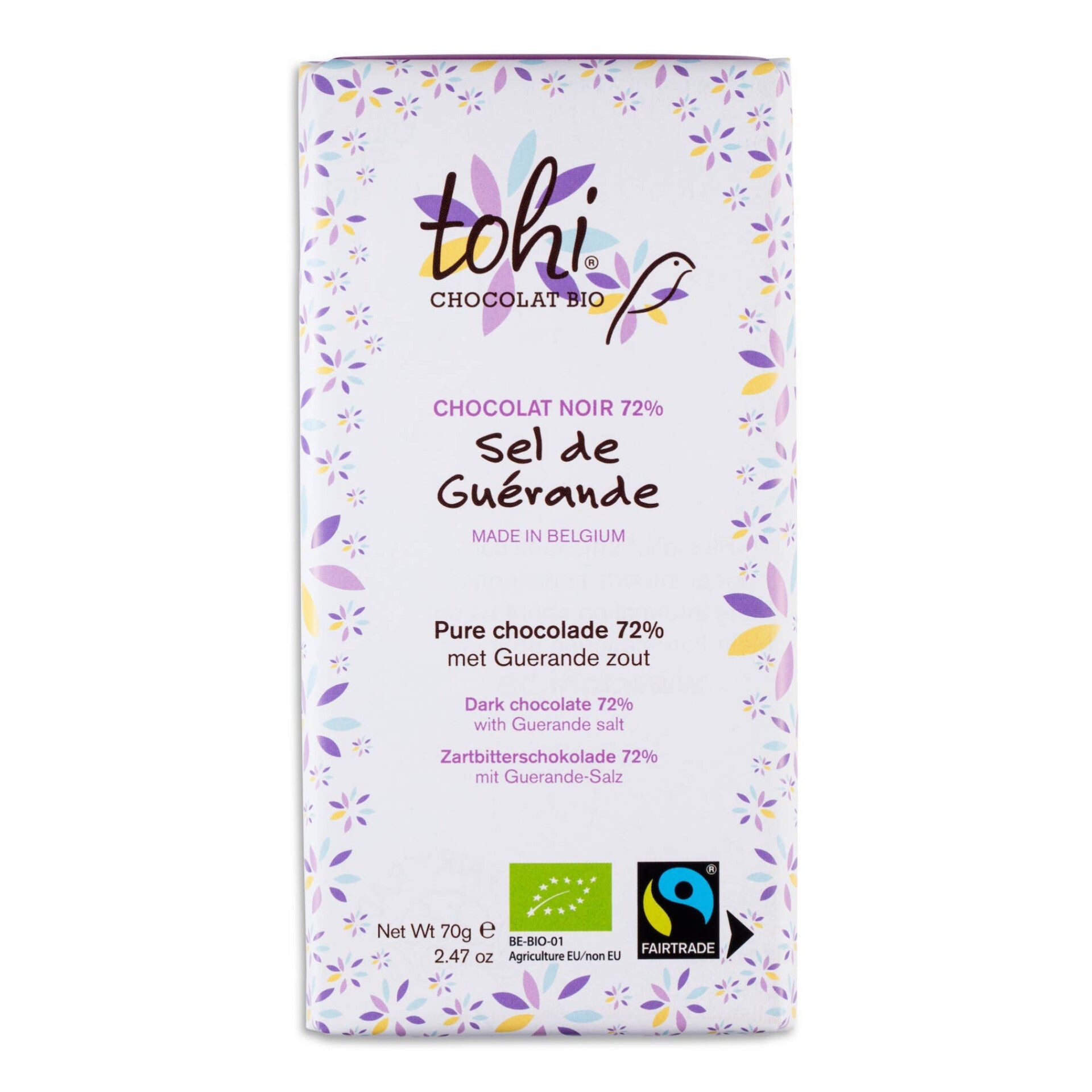 Tohi økologisk mørk sjokolade 72% Guérande salt - Lev Logisk
