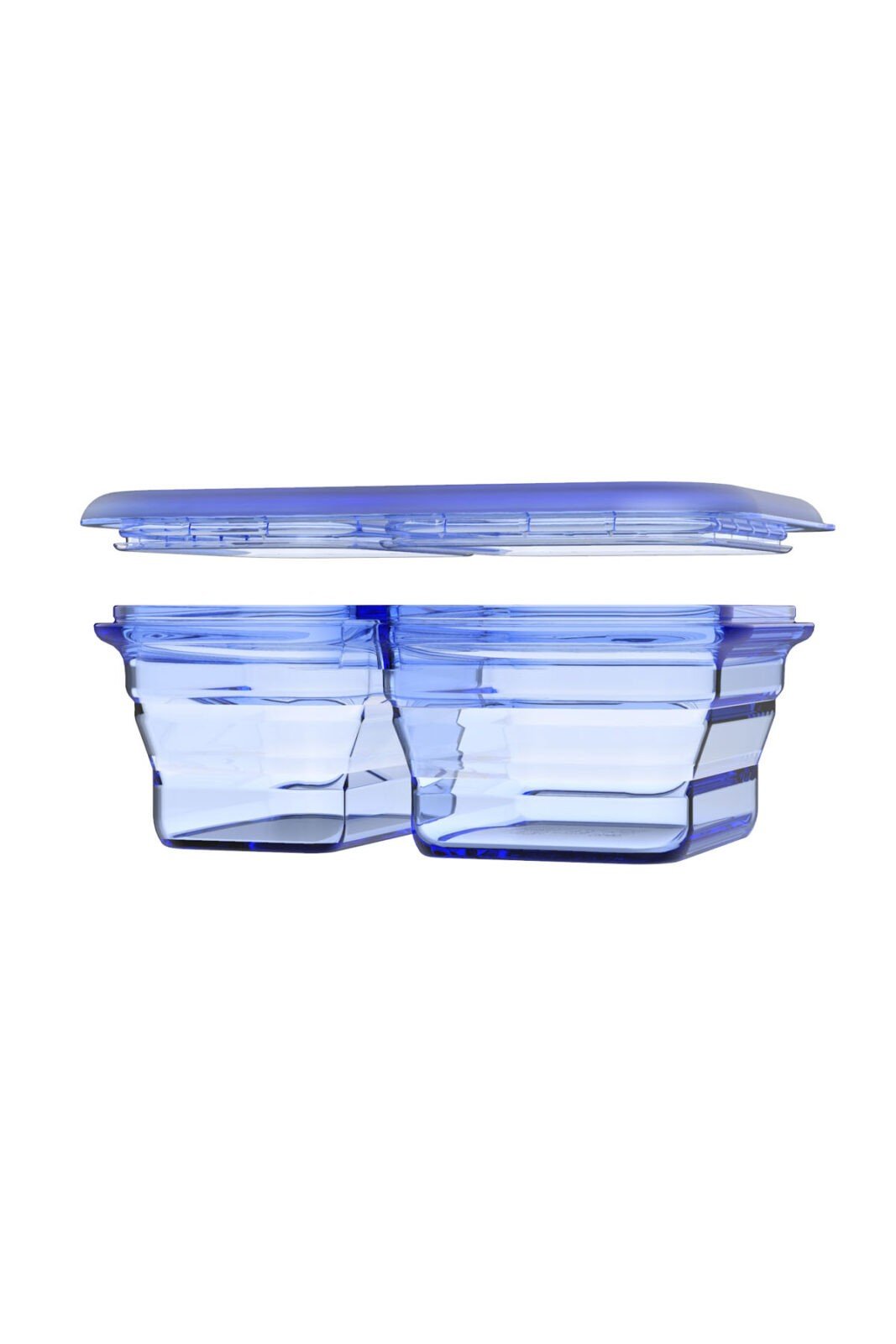1200ml sammenleggbar boks m/ 2 rom i silikon - blue - Lev Logisk