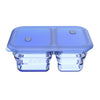 1200ml sammenleggbar boks m/ 2 rom i silikon - blue - Lev Logisk