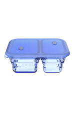 1200ml sammenleggbar boks m/ 2 rom i silikon - blue - Lev Logisk