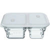 1200ml sammenleggbar boks m/ 2 rom i silikon - clear - Lev Logisk
