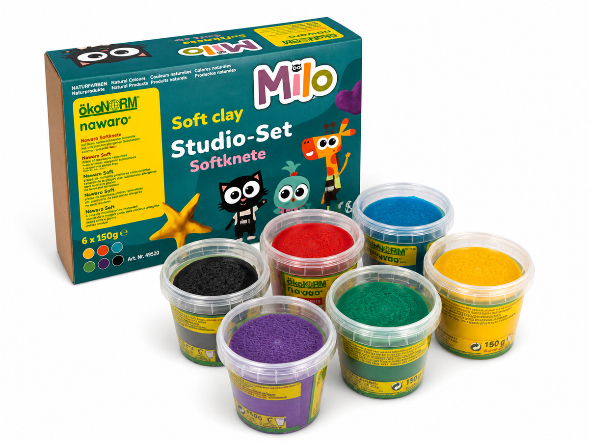 Milo myk modelleringsleire – Sett med 6 farger