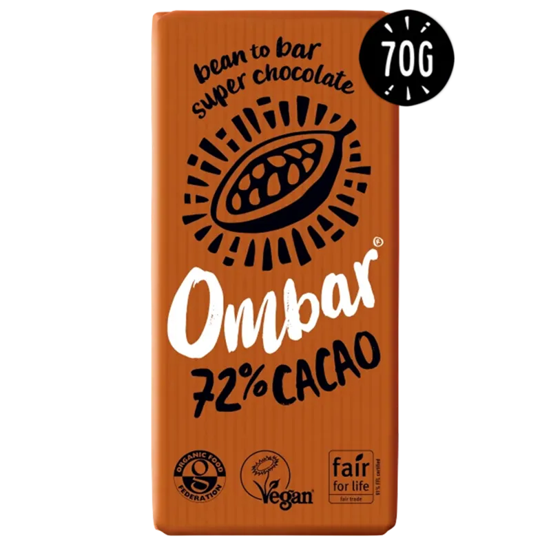 STOR Ombar probiotisk mørk sjokolade 72% 70 gram