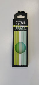 Siliskin mini sugerør i silikon 4-pk -mint/green/white