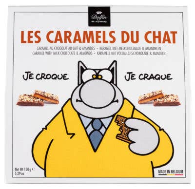 Les caramel du chat (karamelliserte mandler over melkesjokolade)