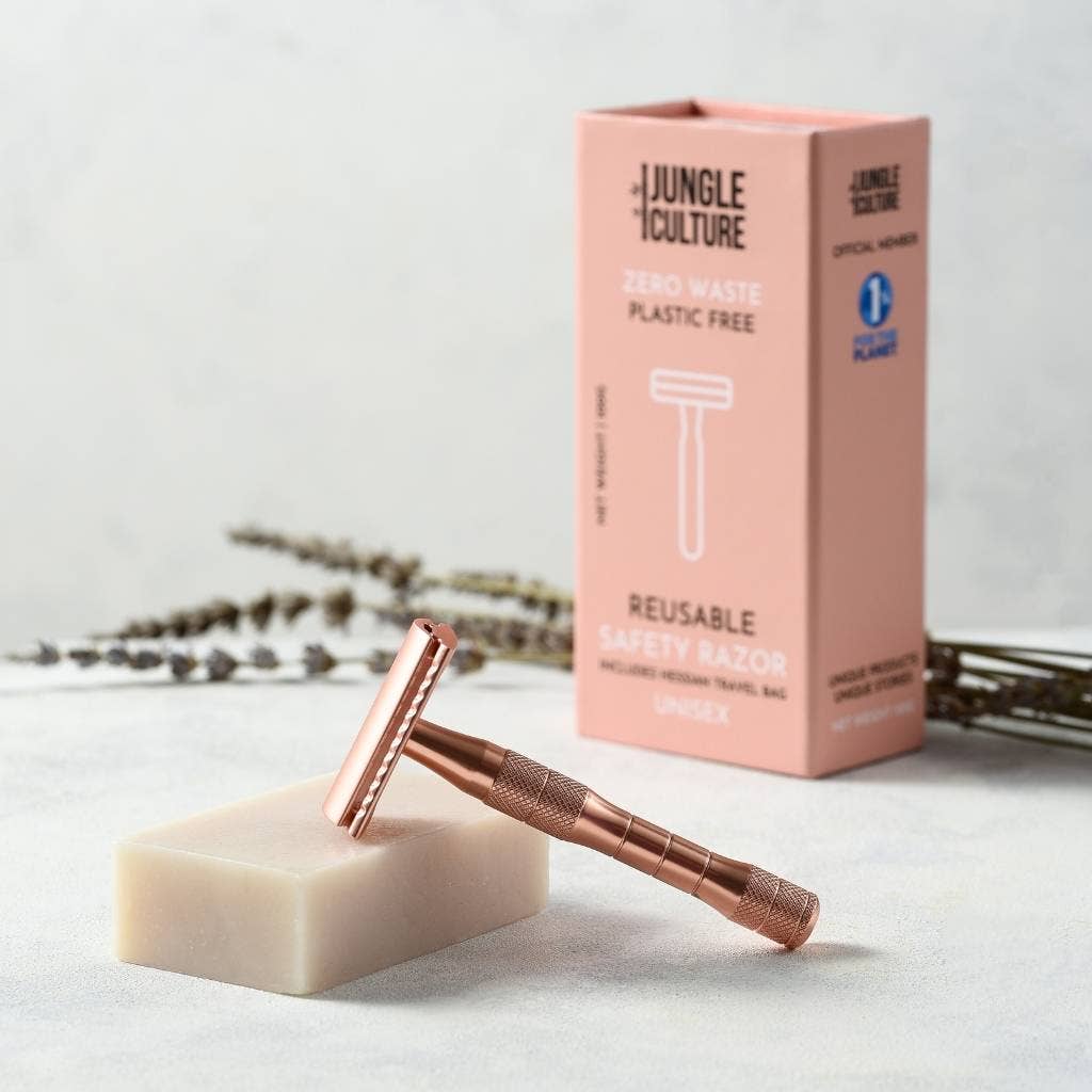 Barberhøvel + 10 blader - Rose gold - Lev Logisk