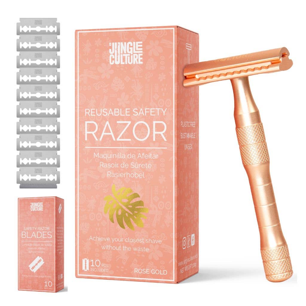 Barberhøvel + 10 blader - Rose gold - Lev Logisk