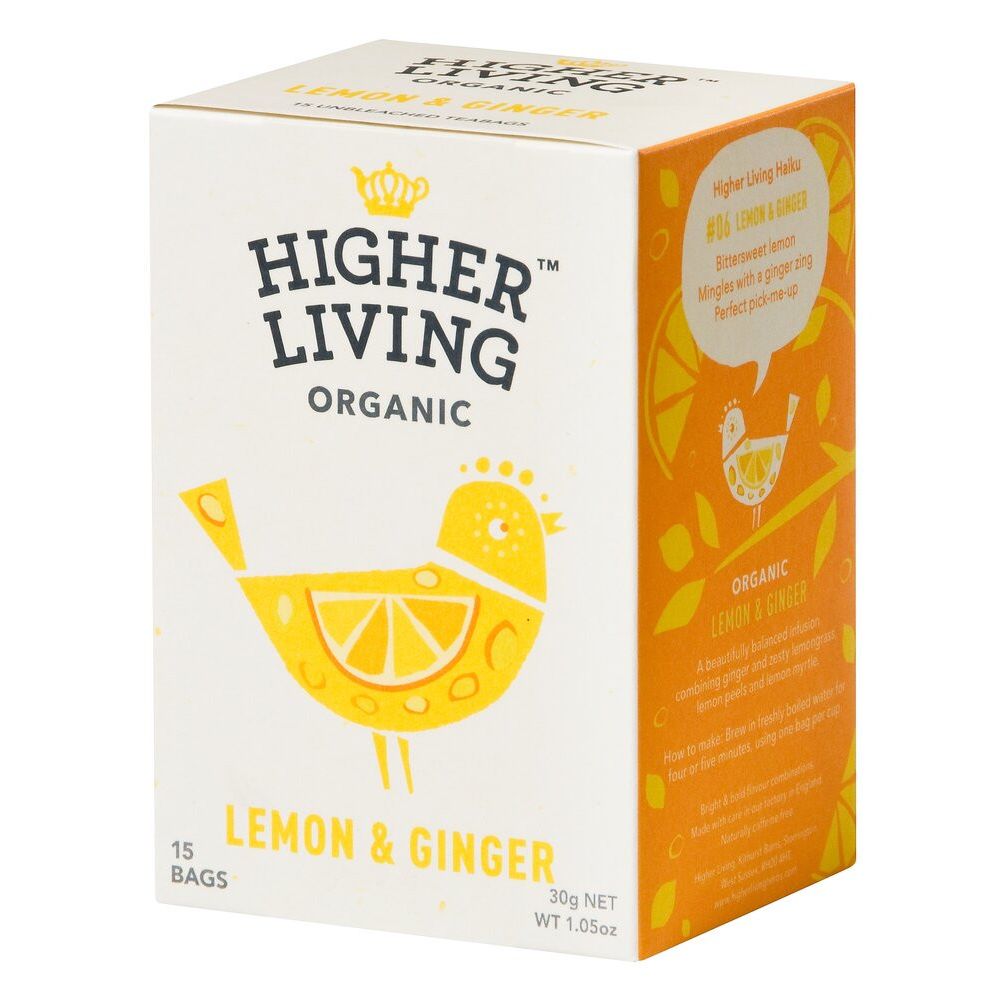 Ginger & lemon tea Higher Living - Lev Logisk