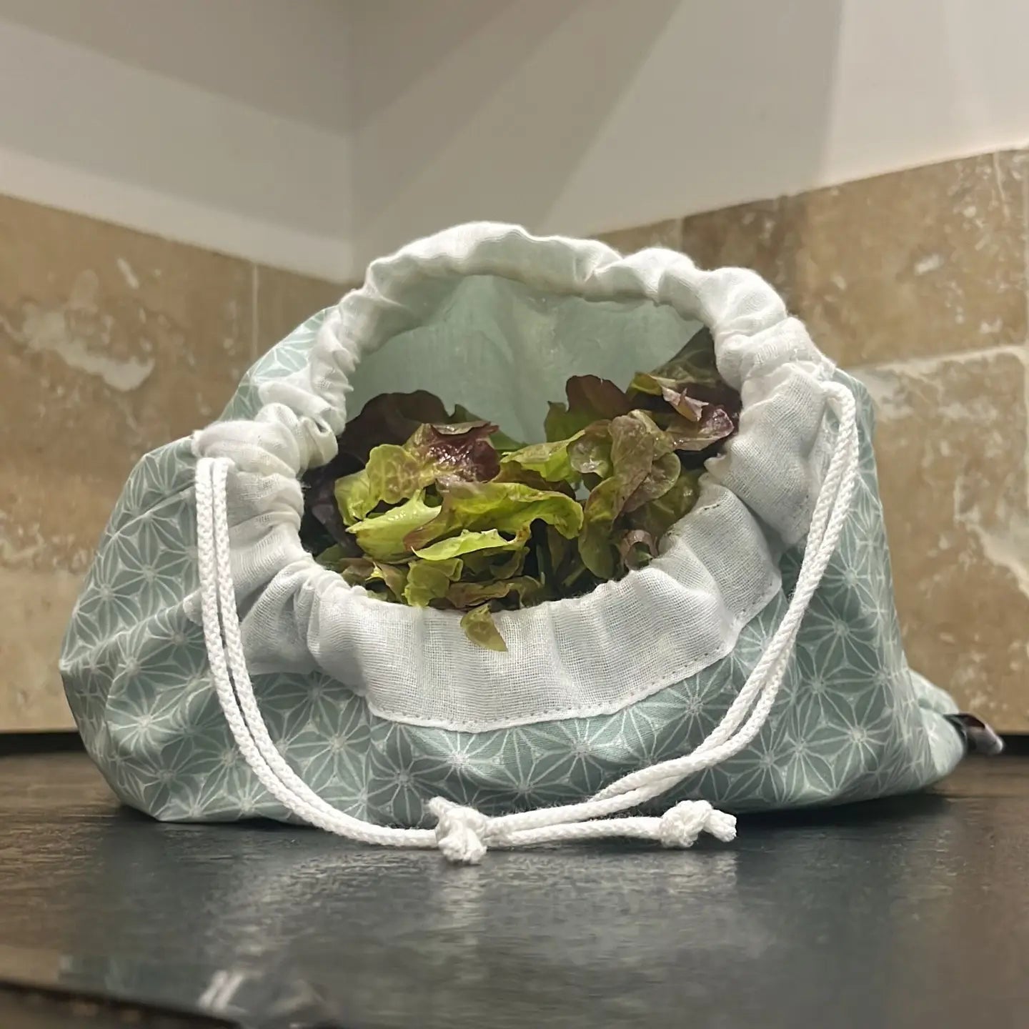 Gjenbrukbar ferskpose for mat - Mint mønstret - Lev Logisk