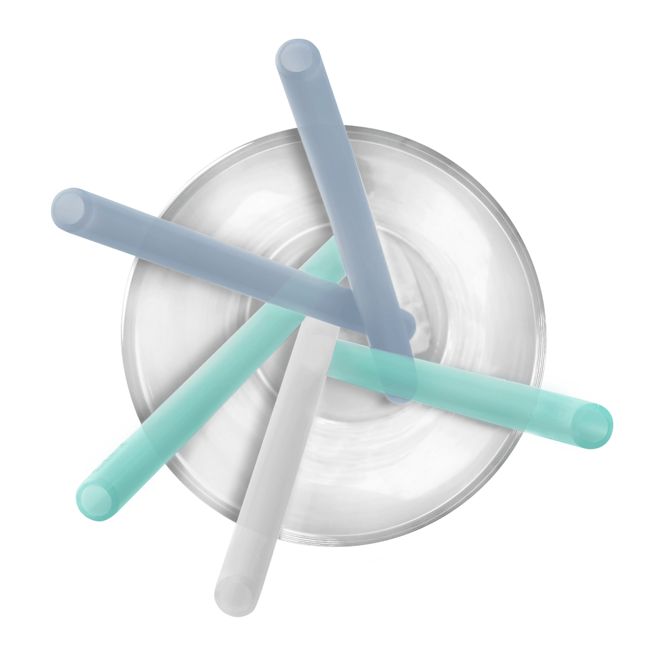 GoSili korte silikonsugerør - blå/grå - Lev Logisk