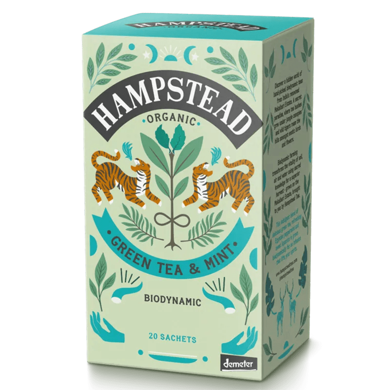 Hampstead Tea økologisk grønn te med mint 20 poser fra Lev Logisk