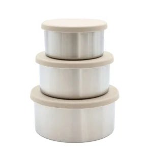 Haps STORE bokser i rustfritt stål med lokk i silikon 3-pk - Velg farge fra Lev Logisk