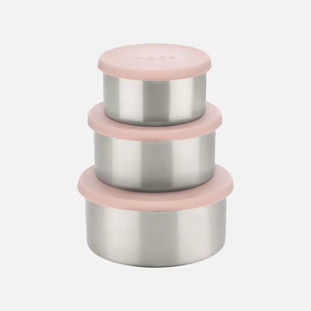 Haps STORE bokser i rustfritt stål med lokk i silikon 3 - pk - Velg farge fra Lev Logisk