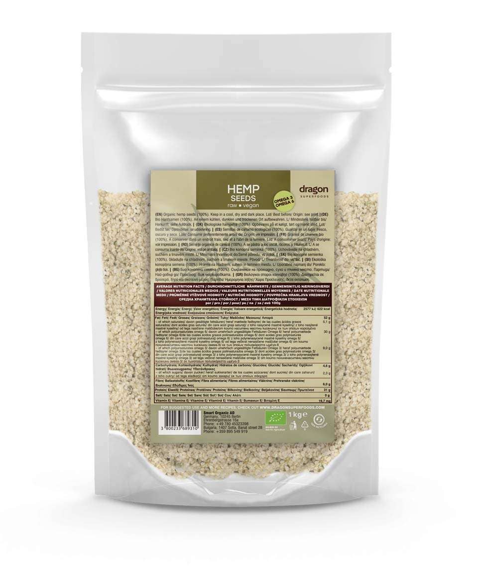 Hempfrø - avskallede og økologiske 200g fra Lev Logisk