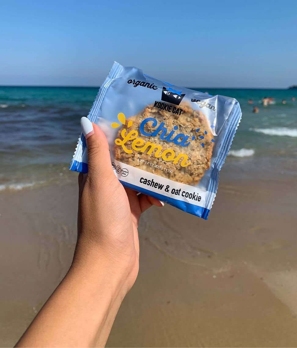 Kookie Cat Chia & Lemon Cookie – Vegan & Glutenfri, 50 g fra Lev Logisk
