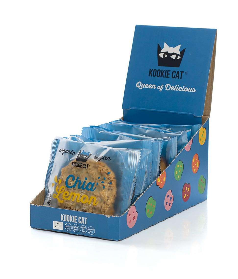 Kookie Cat Chia & Lemon Cookie – Vegan & Glutenfri, 50 g fra Lev Logisk
