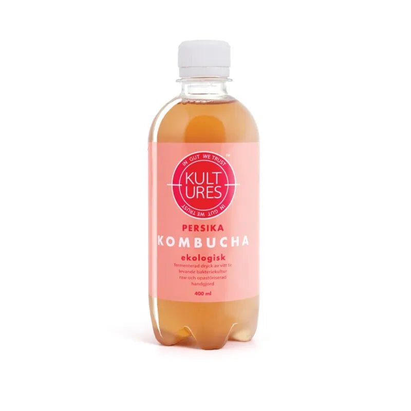 Kultures kombucha med fersken 400 ml fra Lev Logisk