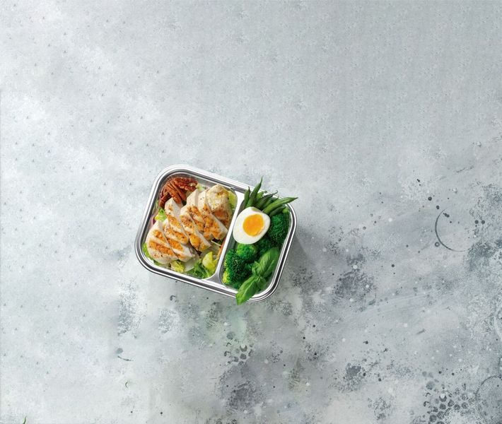 Lacor mikrobølgesikker matboks m/2 rom i stål fra Lev Logisk