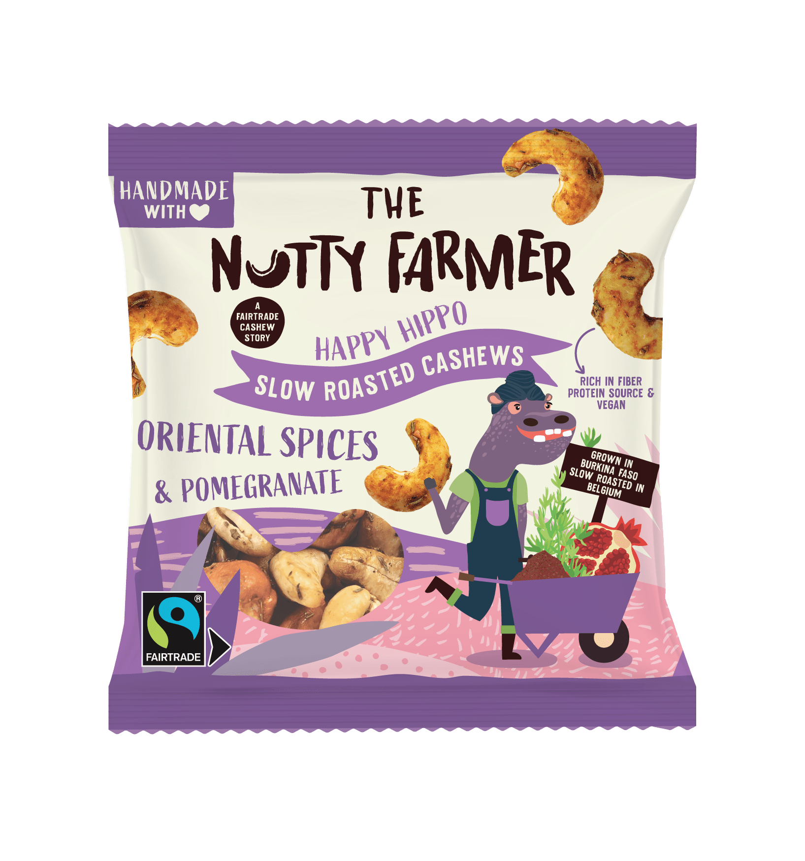 Liten pose ristede cashewnøtter m/granateple og orientalske krydder - Lev Logisk