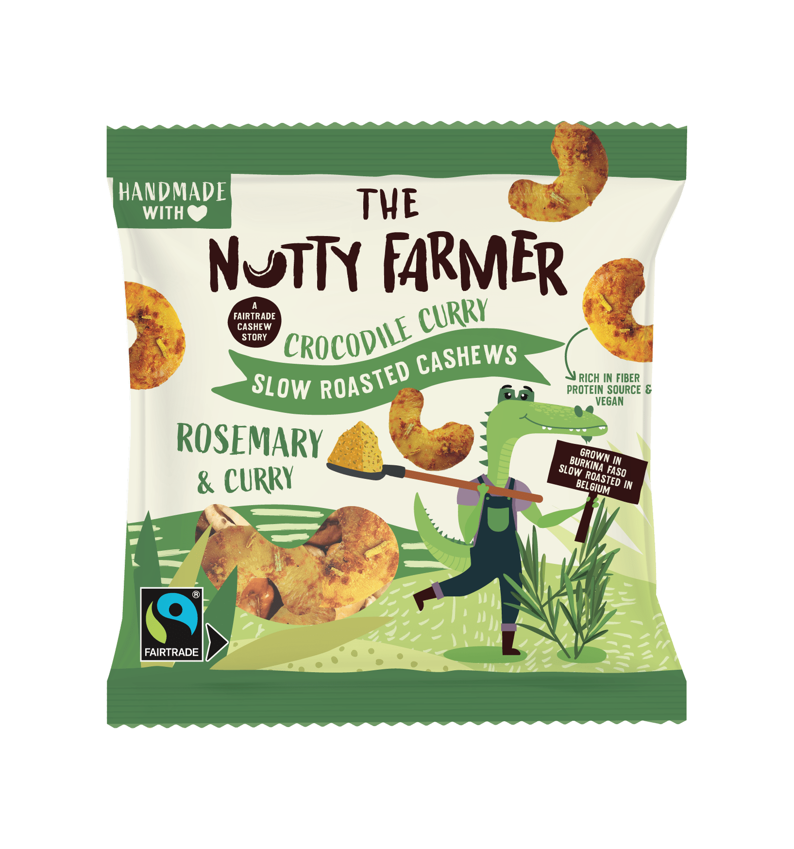 Liten pose ristede cashewnøtter m/karri og rosmarin - Lev Logisk