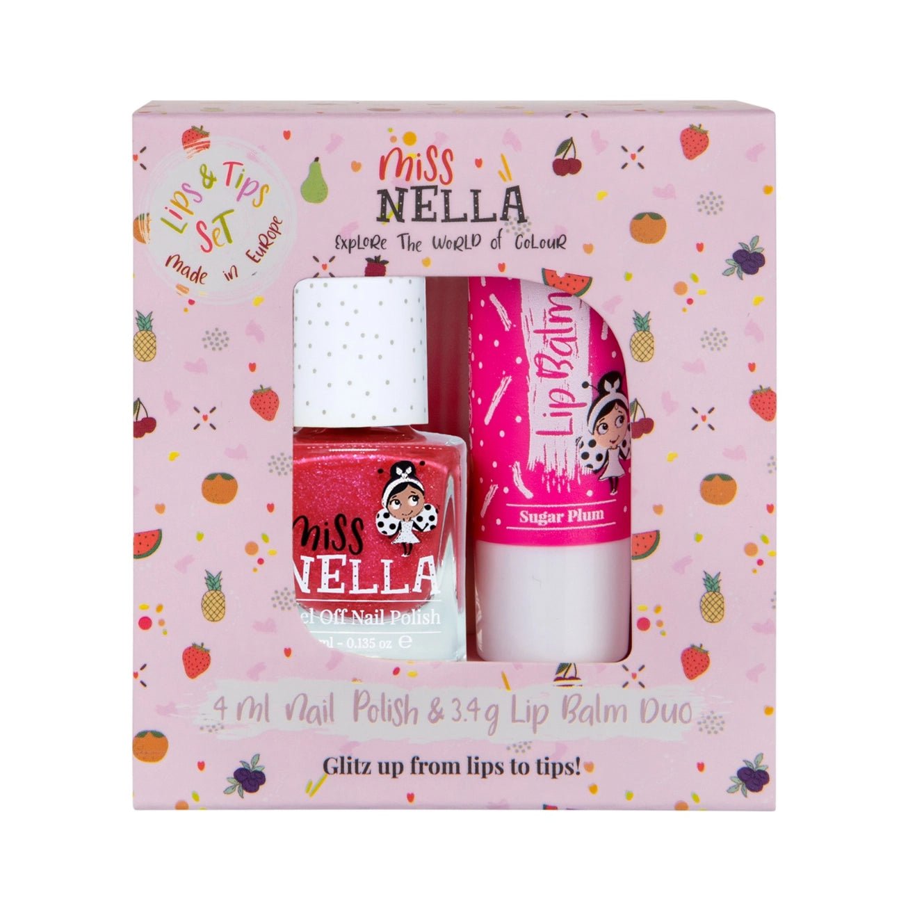 Miss Nella duo neglelakk+ leppebalm (Sugar hugs + sugar plum) fra Lev Logisk