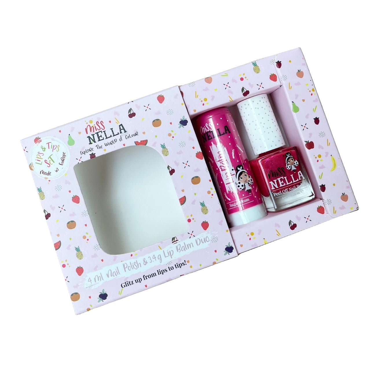 Miss Nella duo neglelakk+ leppebalm (Sugar hugs + sugar plum) fra Lev Logisk