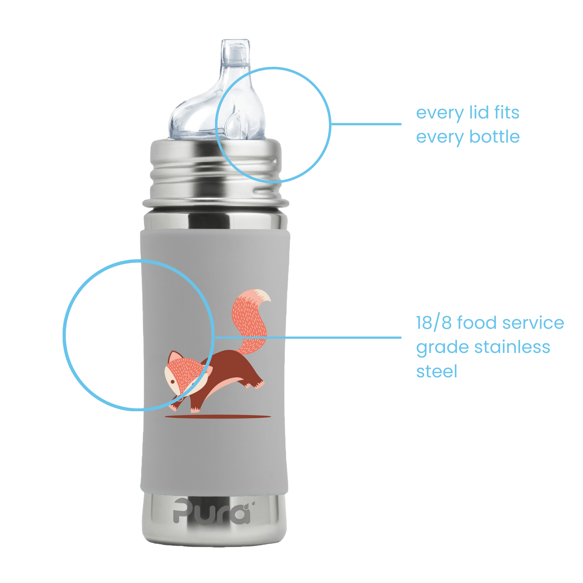 Pura Kiki sippyflaske 325 ml - Fox - fra Lev Logisk