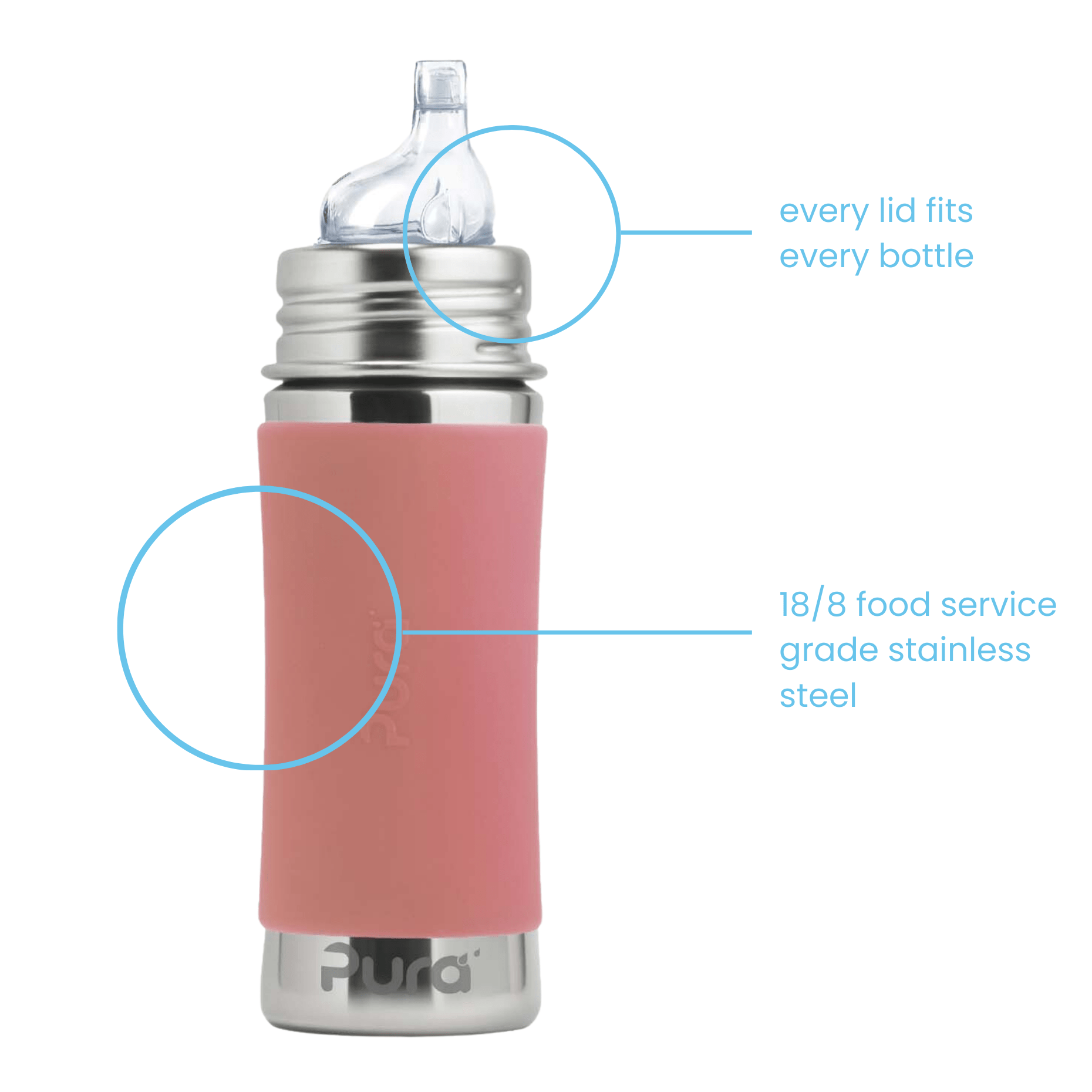 Pura Kiki sippyflaske 325 ml - Rose - fra Lev Logisk