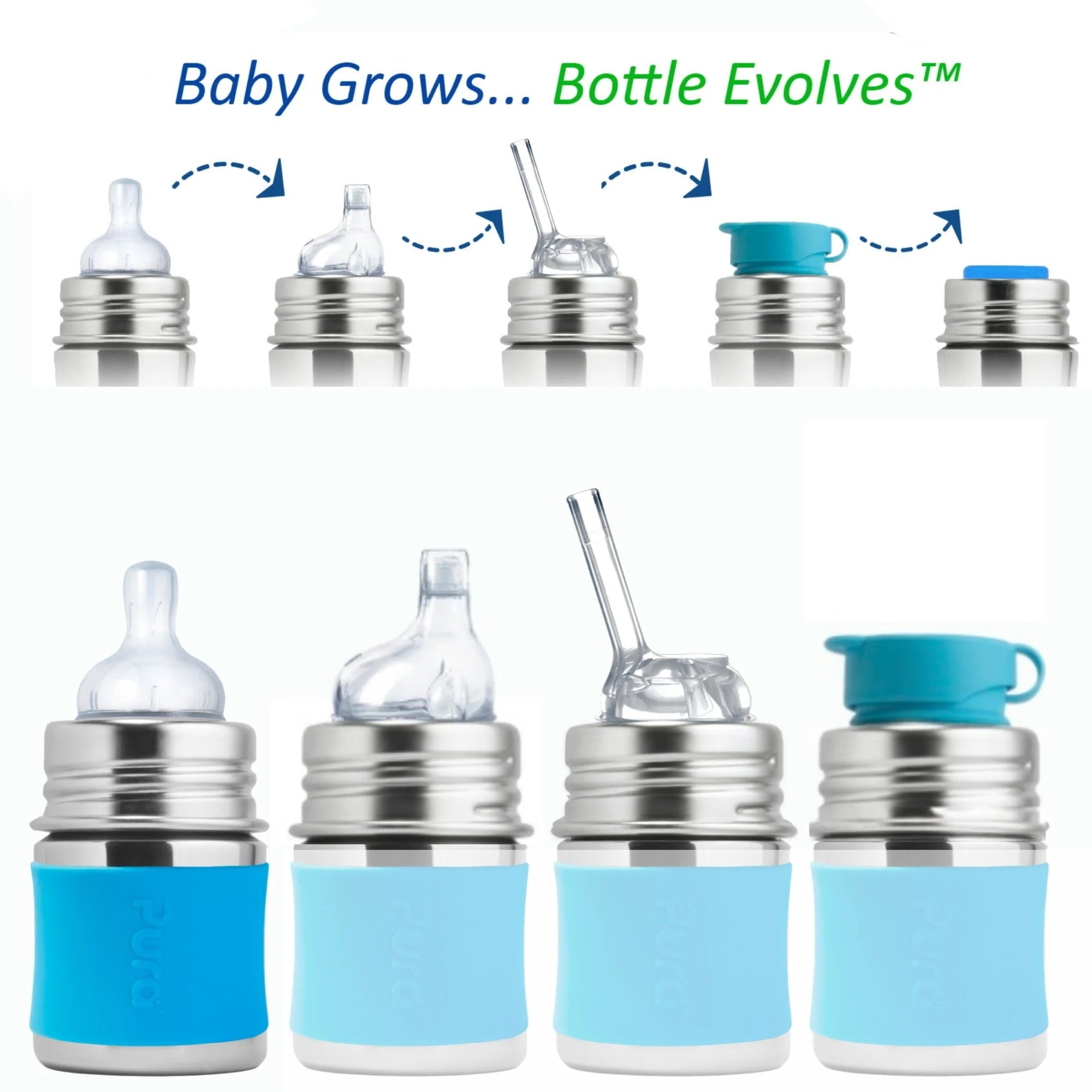 Pura Kiki tåteflaske 150 ml - Aqua - fra Lev Logisk