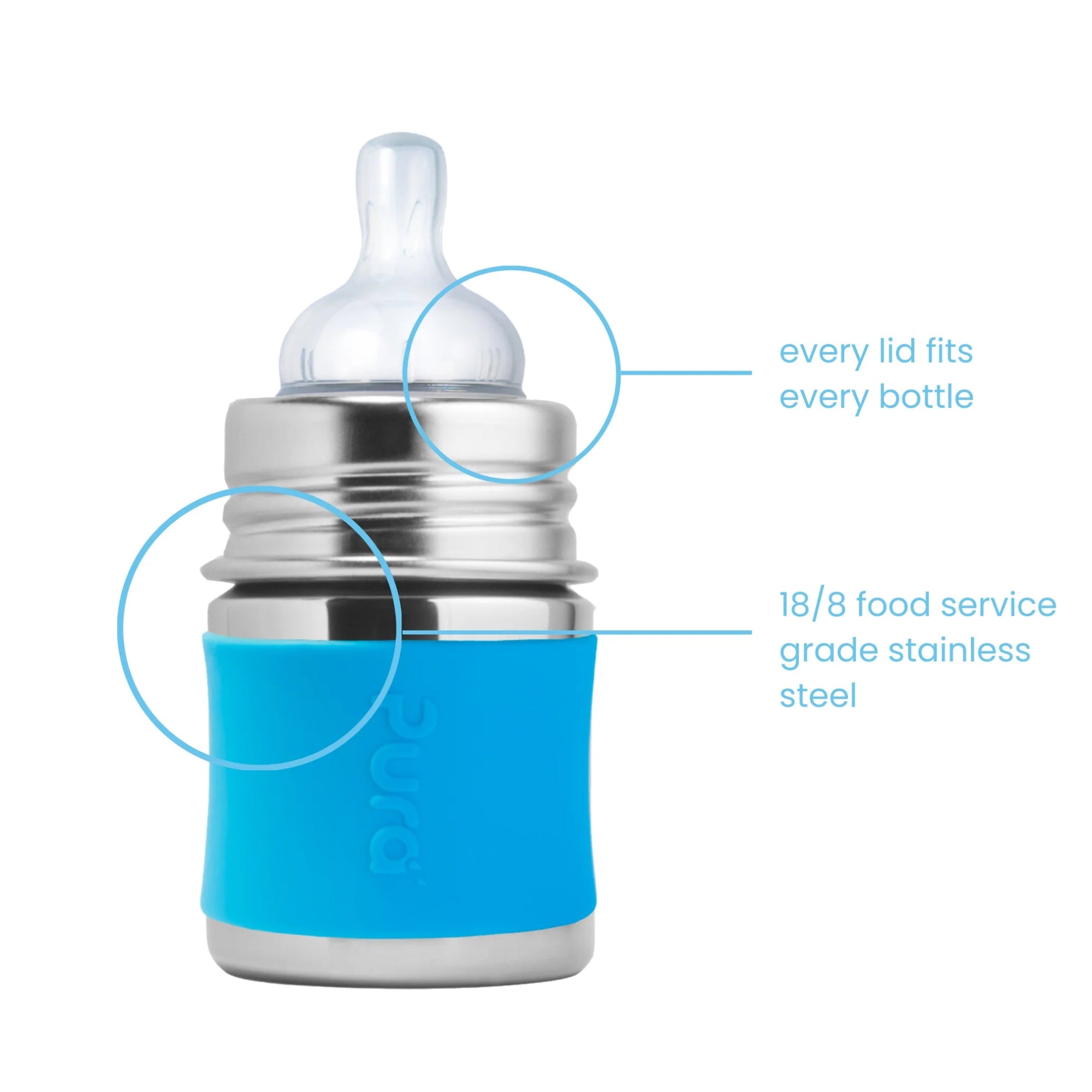 Pura Kiki tåteflaske 150 ml - Aqua - fra Lev Logisk