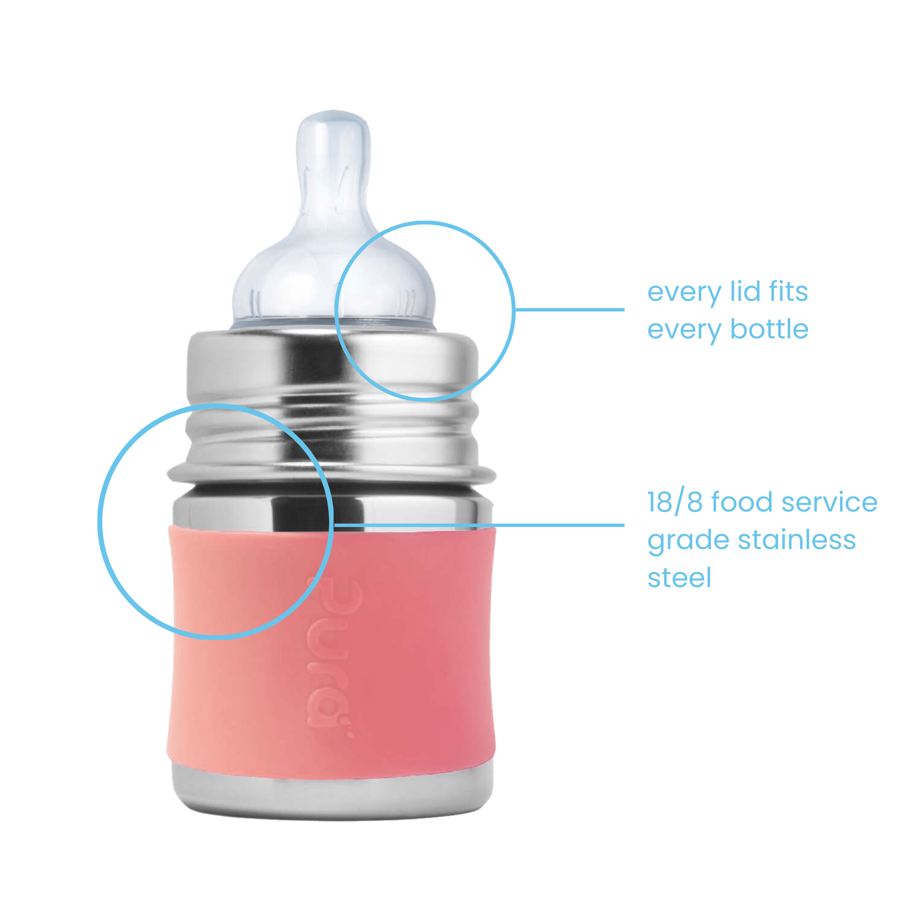 Pura Kiki tåteflaske 150 ml - Rose - Lev Logisk