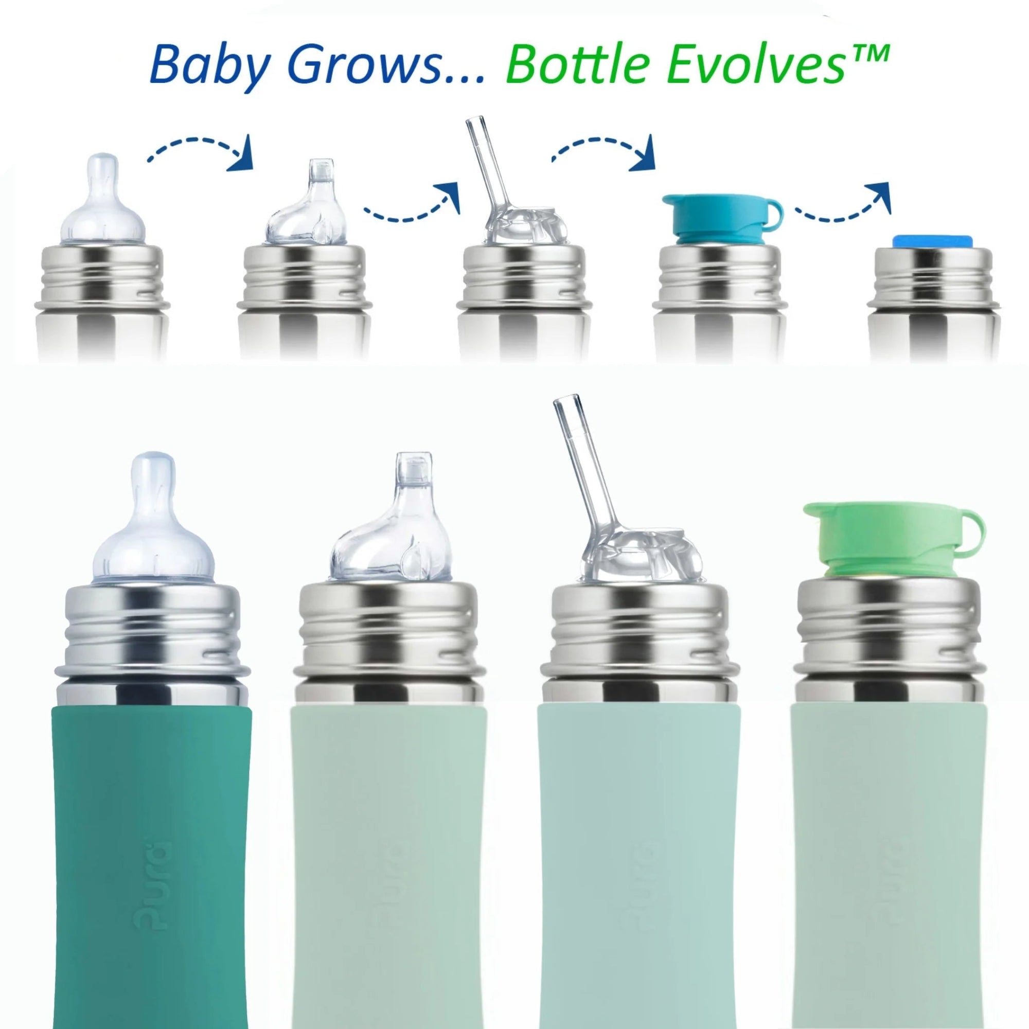 Pura Kiki tåteflaske 325 ml - Mint - fra Lev Logisk