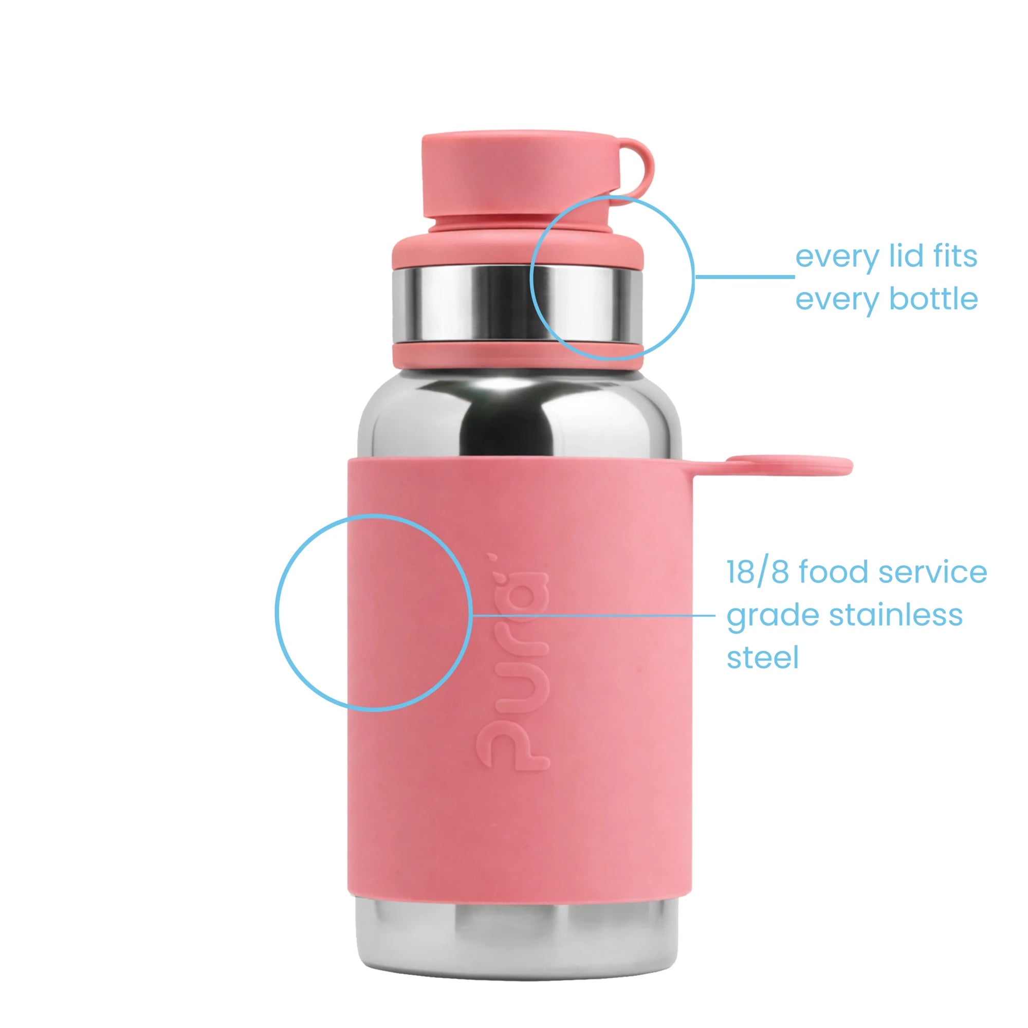 Pura sportsflaske 550 ml -Rose fra Lev Logisk