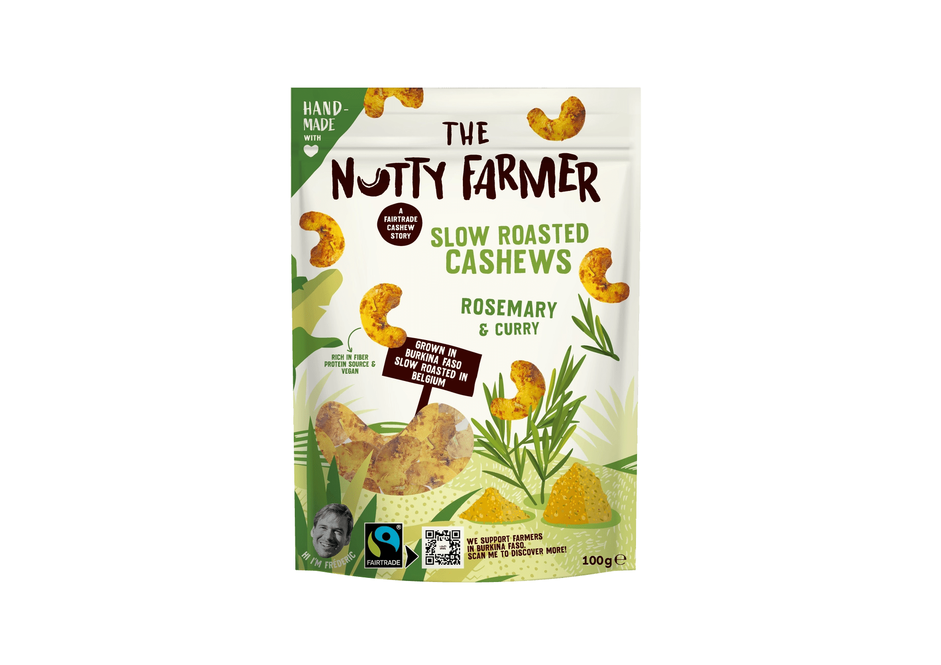 Sakte ristede cashewnøtter m/rosmarin og curry 100 gram - Lev Logisk