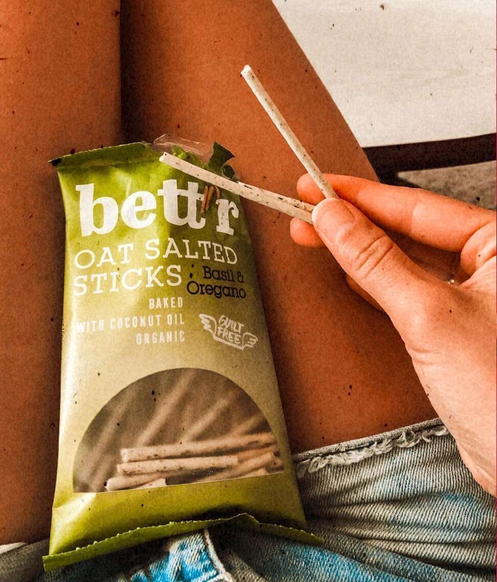 Saltede havrepinner Basilikum & Oregano 50g fra Lev Logisk