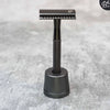 Barberhøvel med holder inkl 20 barberblad - Sort aluminium-