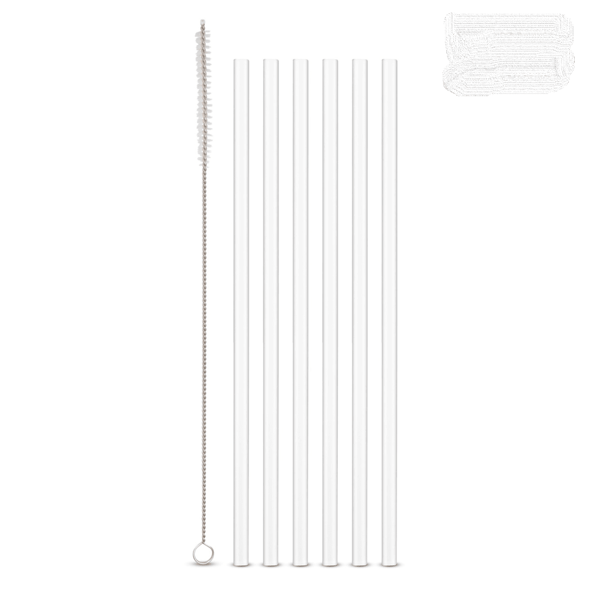 Sugerør i klart glass 6pk m/børste fra Lev Logisk