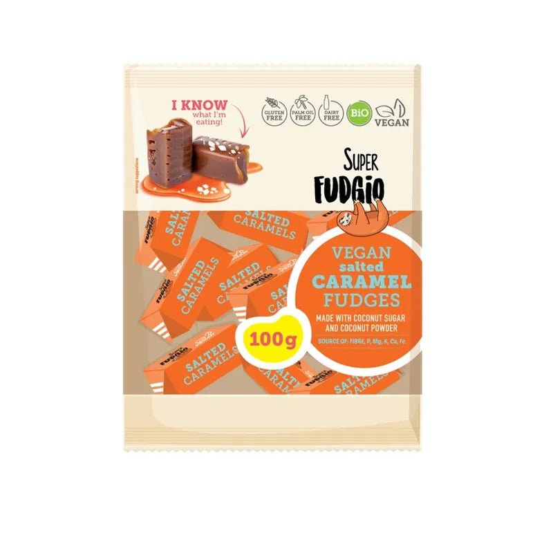 Super Fudgio Carmel & Salt 100g fra Lev Logisk