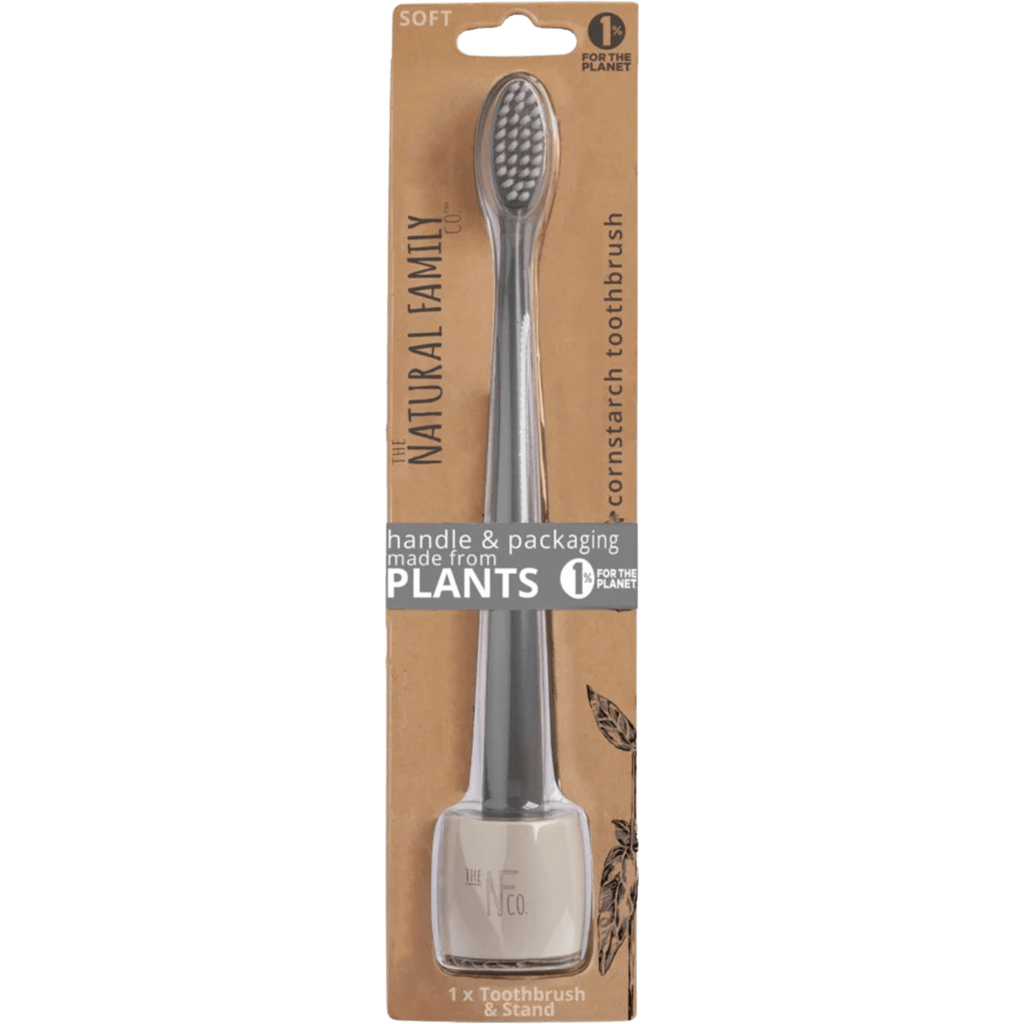 Tannbørste i stativ - grå - komposterbar fra Lev Logisk