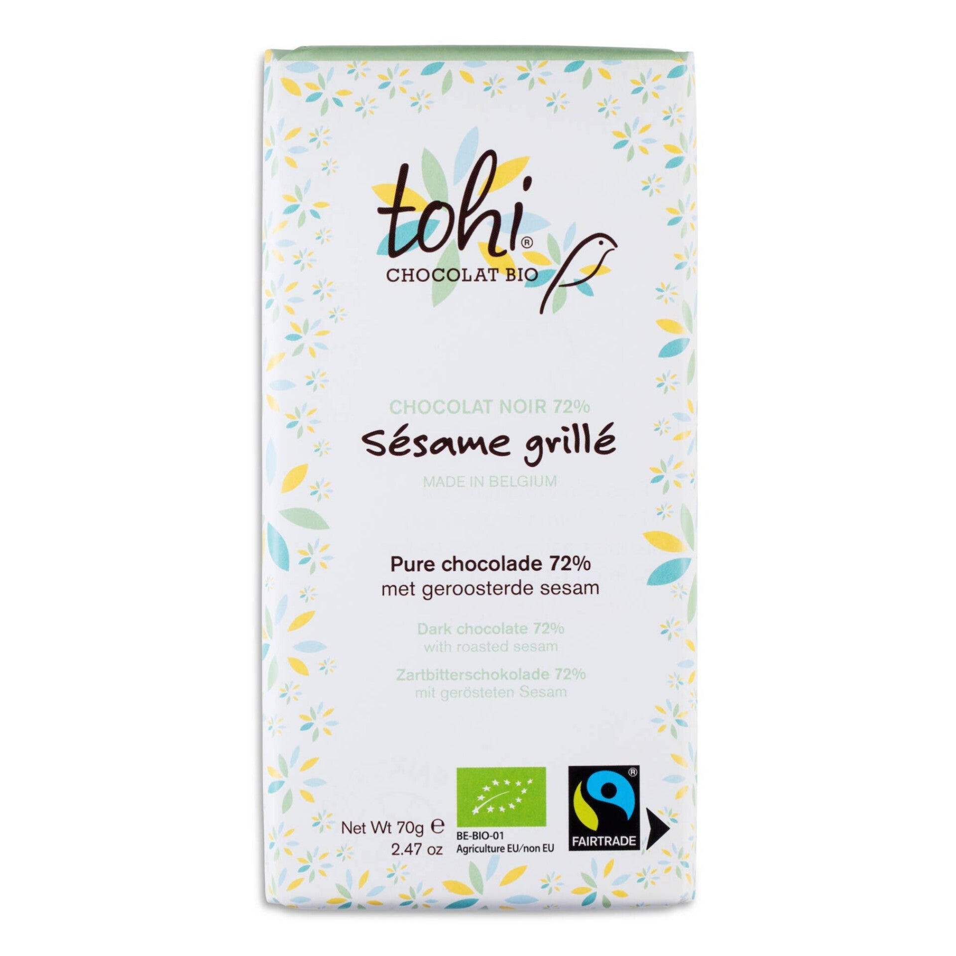 Tohi økologisk mørk sjokolade 72% ristet sesam - Lev Logisk