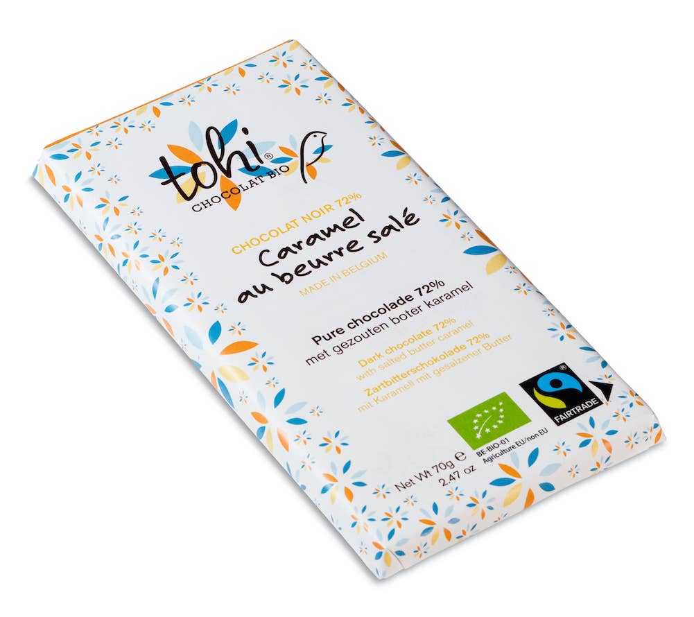 Tohi økologisk mørk sjokolade 72% Salt karamell - Lev Logisk