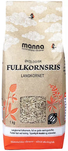 Langkornet, økologisk fullkornsris 1 kg