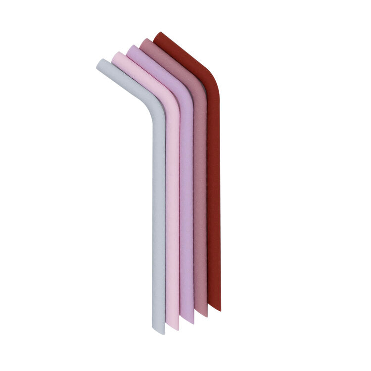 Sugerør i silikon 5 sugerør+børste i rosafarger - Lev Logisk