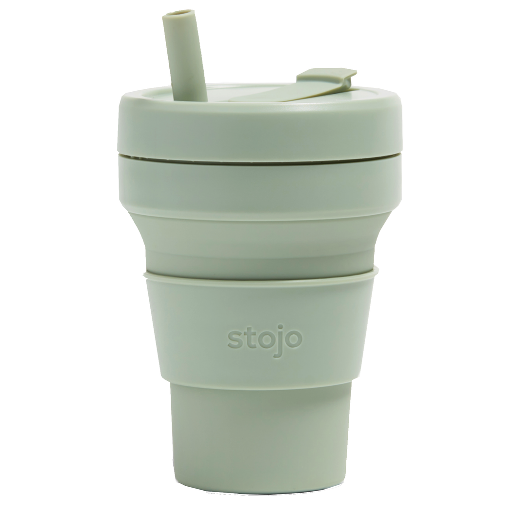Stojo stor smoothie/kaffekopp m/sugerør 470 ml- Sage- - Lev Logisk