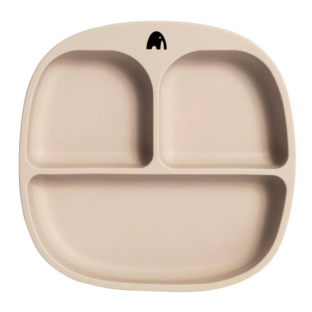 Tallerken med inndeling og sugekopp i silikon - Sand - Lev Logisk